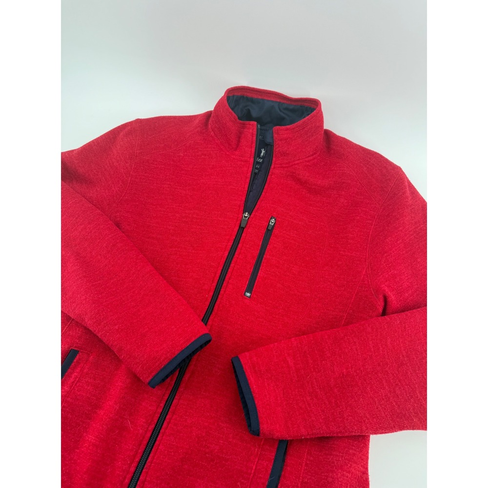 Johnnie-O Mens Red Heathered Full Zip Fleece Jacket‎ West Coast Prep Small
